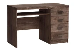 Kontorbord-Castillia Skrivebord 120 cm med Oppbevaring 4 Skuffer + Hyll Mørkt asketre