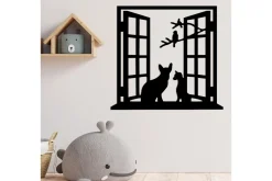 Skilt-Cat In The Window Veggdekor Svart