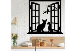 Skilt-Cat In The Window Veggdekor Svart