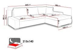 Sovesofaer-Cerys Divansovesofa 265x185x85 cm Universal Lex 5 + Lex 7