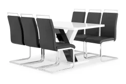 Concept 55 Cesi Spisegruppe Rektangulært spisebord 140 cm + 6 Isoda Lærstoler