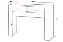 Cezar Sminkbord 100x43x76 cm Ek