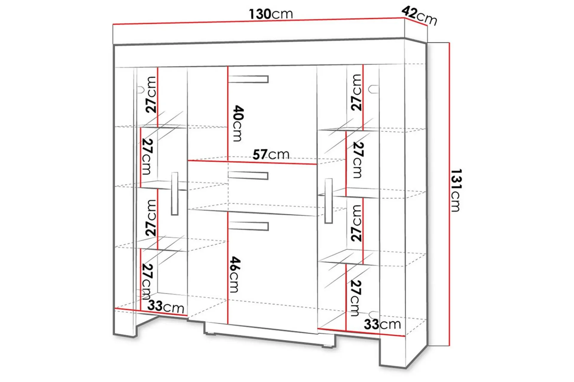 Vitrineskap|Skap-Cezar Vitrineskap 130x42x131 cm Eik