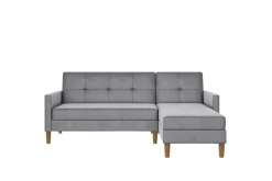 Loft24 Sofa Med Sjeselong-Chaiselong Lilly Lys grå, Fløyel Lysegrå