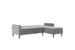 Loft24 Sofa Med Sjeselong-Chaiselong Lilly Lys grå, Fløyel Lysegrå