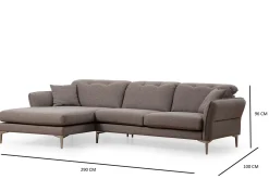 Sofa Med Sjeselong-Chandara Sofa med Divan 5-seter Grey