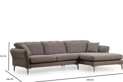 Sofa Med Sjeselong-Chandara Sofa med Divan 3-seter Grey