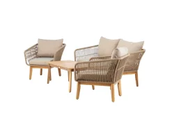 Venture Home Veranda & Terrasse|Loungesett-Chania sofagruppe 2-seters sofa + 2 lenestoler med bord utendørs Brun
