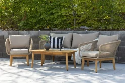 Venture Home Veranda & Terrasse|Loungesett-Chania sofagruppe 2-seters sofa + 2 lenestoler med bord utendørs Brun
