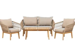 Venture Home Veranda & Terrasse|Loungesett-Chania sofagruppe 2-seters sofa + 2 lenestoler med bord utendørs Brun