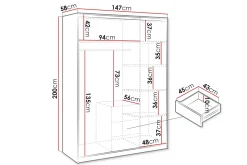 Chavez Garderobe med Speil 147x200 cm