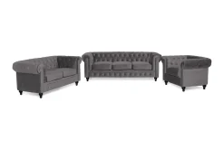 Manor House Chesterfield Luksus Sofagruppe 3+2+1 i Fløyel