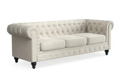 Manor House Chesterfield Lyx 3-seter Fløyelssofa – Dyp sofa