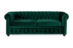 Manor House Sovesofaer-Chesterfield Lyx 3-seter Fremoverbøyd sovesofa i fløyel Grønn