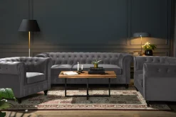 Manor House Chesterfield Lyx 2-seter Liten Fløyelssofa – Dyp sofa 160 cm bred