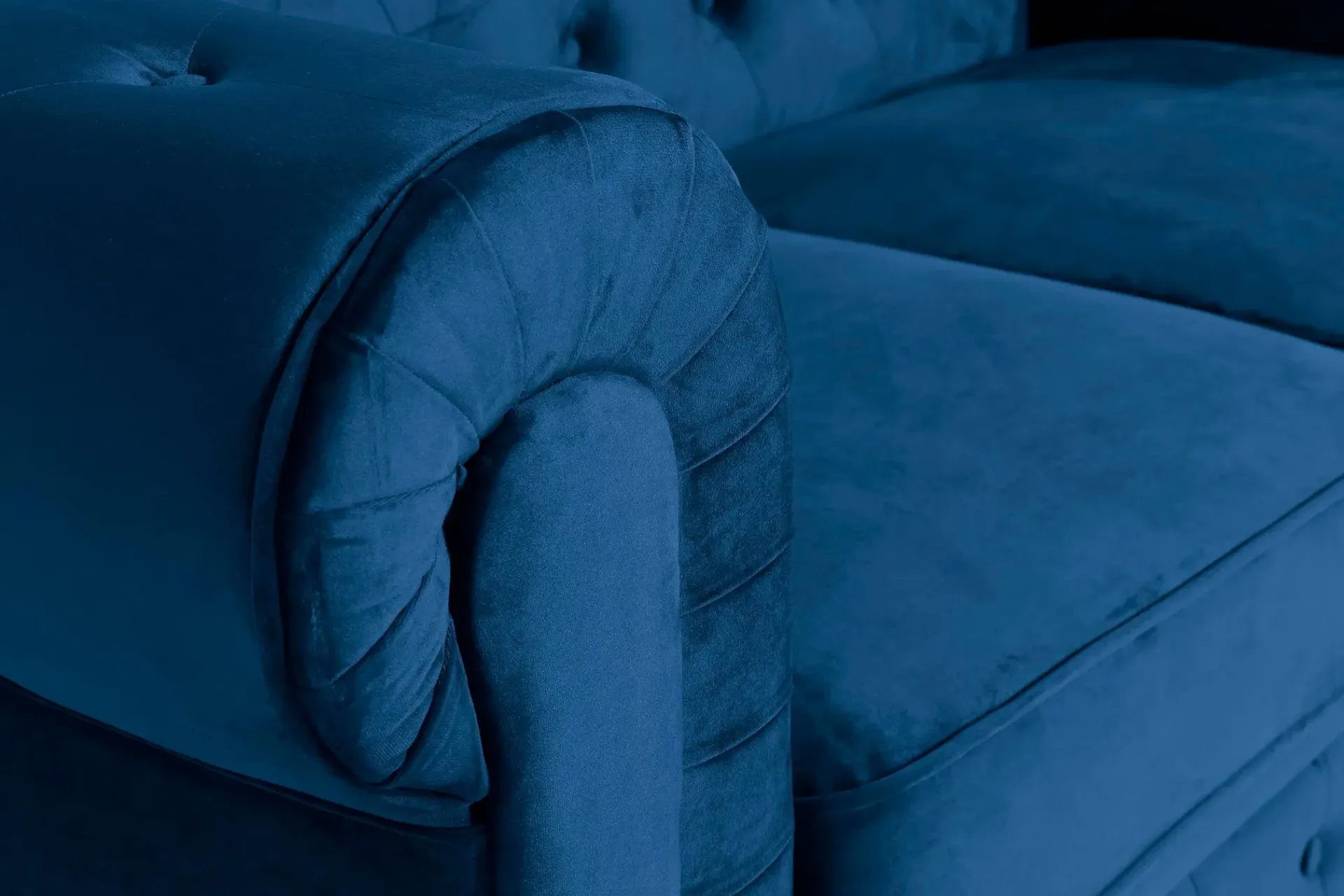 Manor House 2 Seter Sofa-Chesterfield Lyx 2-seter Liten fløyelssofa – Dyp sofa 160 cm bred Blå