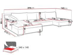 Hjørnesofa-Cillo 6-seters U-sofa