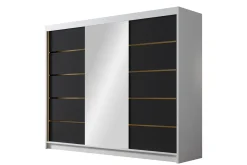 Garderober & Garderobesystem|Knaggerekke-Cinerea Garderobe med Speil 250x215 cm Svart/Hvit