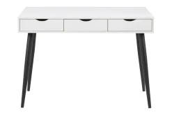 Kontorbord-Citysea Skrivebord 110 cm med Oppbevaring 3 Skuffer Hvit