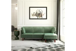Dorel Home Velour Sofa & Fløyel Sofa-Clair 3-seters Sovesofa med Sjeselong Justerbar Fløyel/ Grønn
