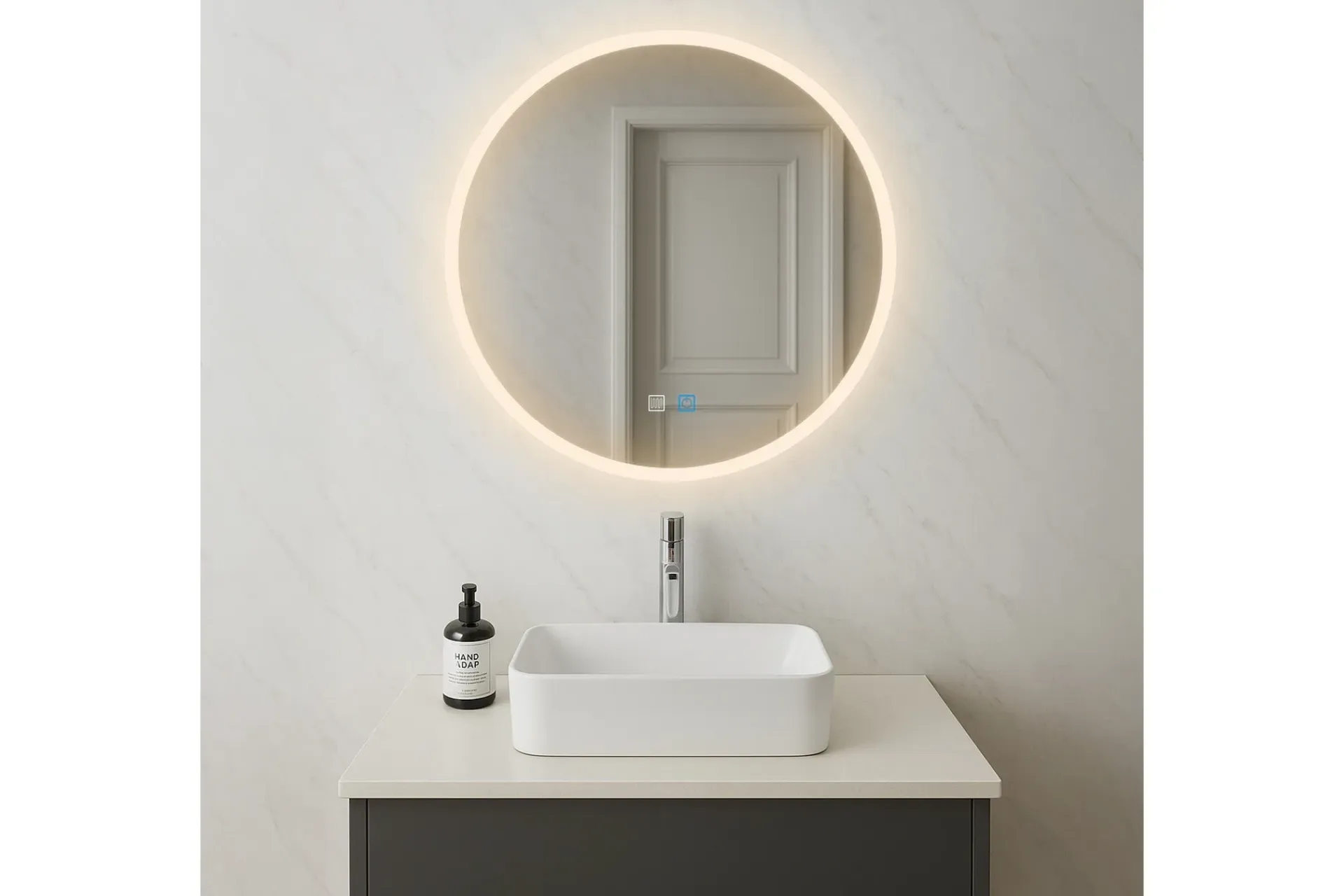 Innsynsbeskyttelse & Innhegning|Baderom-Clas Rundt Baderomsspeil med LED-belysning 100 cm Transparent
