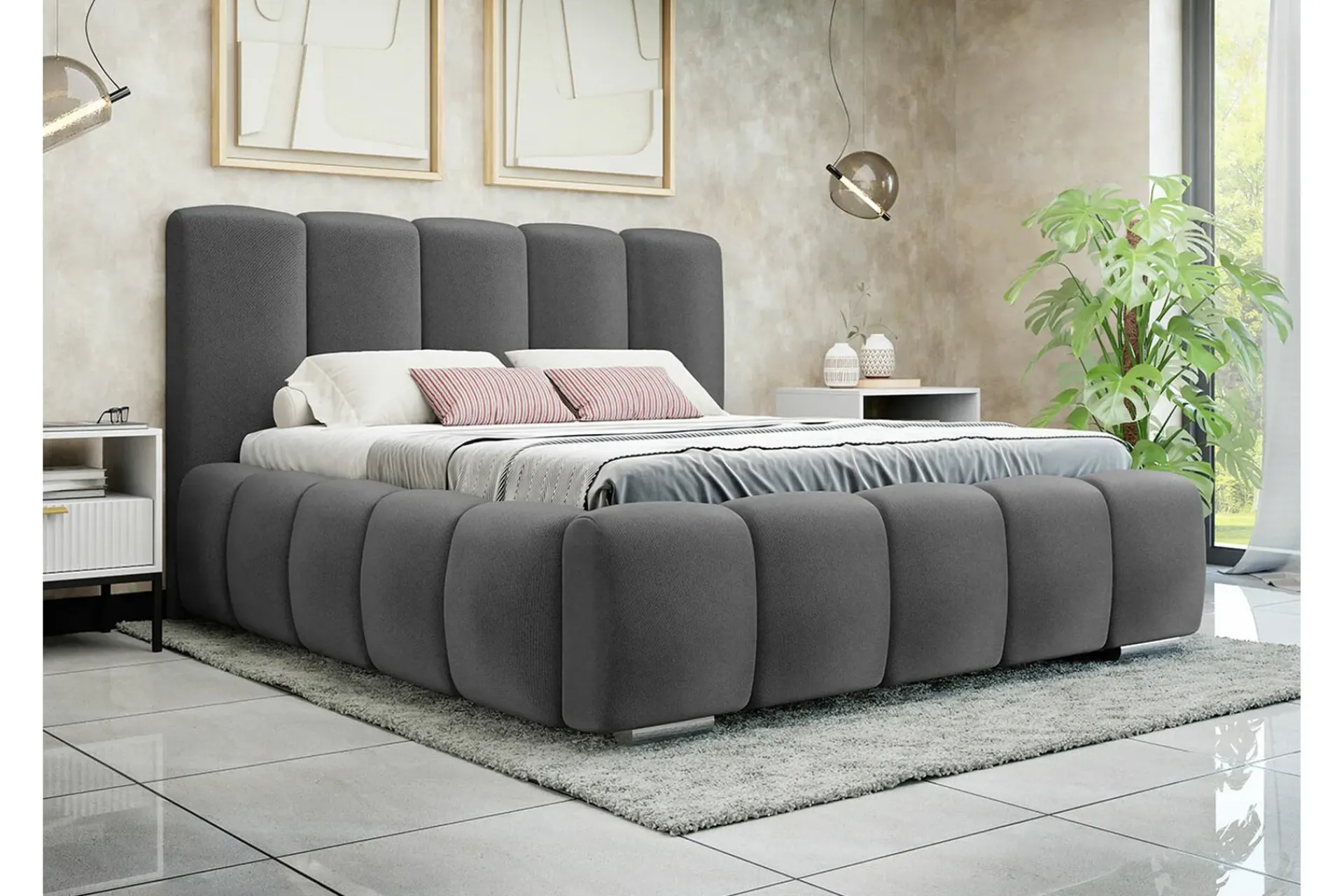 Sengeramme & Sengestamme|Seng Med Oppbevaring-Cleaton Sengeramme 180x200 cm Mørkegrå