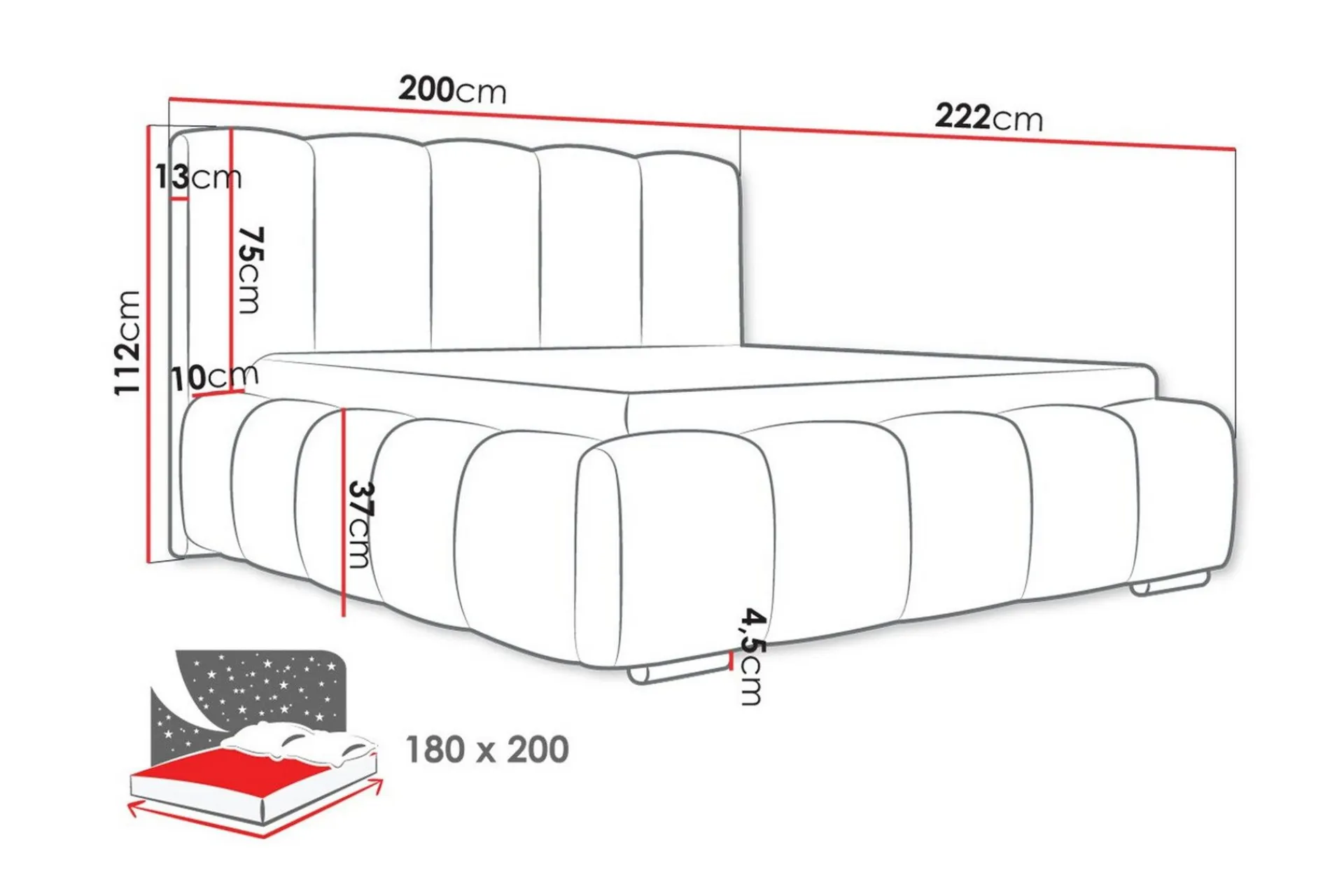 Sengeramme & Sengestamme|Seng Med Oppbevaring-Cleaton Sengeramme 180x200 cm Svart