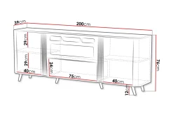 Tillbehør Peiser|Gasspeis-Clement Kommode 200 cm Svart