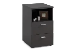 Scandinavian Choice Avlastningsbord-Colima Nattbord 35 cm med Oppbevaring 2 Skuffer + Hylle Svart