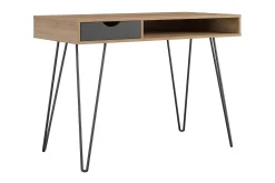 Novogratz Kontorbord-Concord Skrivebord 106 cm med Oppbevaring Skuff Grå/Natur/Sv Natur/Svart