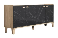 Sideboard & Skjenker-Console Eik|Marmor Svart,Natur