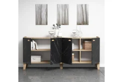 Sideboard & Skjenker-Console Eik|Marmor Svart,Natur