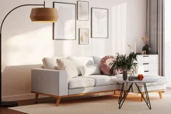 Scandinavian Choice Copenhagen Compact 3-seters Vendbar L-formet Divansofa i Stoff