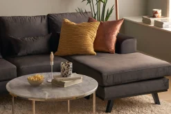Scandinavian Choice Velour Sofa & Fløyel Sofa|U-Sofa-Copenhagen Compact 4-seters Venstrevendt U-formet Large Sofa med Divan og Sjeselong i Fløyel Mørkegrå