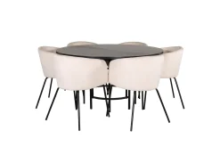 Venture Home Spisegrupper-Copenhagen Matgruppe 140 cm Rund med 6 Berit stoler Beige,Svart