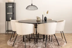 Venture Home Spisegrupper-Copenhagen Matgruppe 140 cm Rund med 6 Berit stoler Beige,Svart