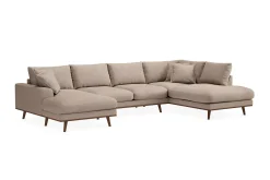 Scandinavian Choice U-Sofa-Copenhagen Premium 5-personers Højrevendt U-formet Dyb Sofa med Divan og Chaiselong i Stoff Ljusbrun