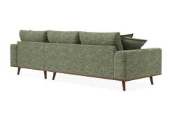 Scandinavian Choice Sofa Med Sjeselong-Copenhagen Premium 4-personers Højrevendt L-formet Dyb Divansofa i Chenille Grønn