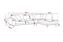 Scandinavian Choice Sofa Med Sjeselong-Copenhagen Premium 4-personers Højrevendt L-formet Dyb Chaiselongsofa i Chenille Grønn