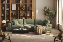 Scandinavian Choice Sofa Med Sjeselong-Copenhagen Premium 4-personers Højrevendt L-formet Dyb Chaiselongsofa i Chenille Grønn