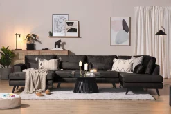 Scandinavian Choice Copenhagen 5-seters Høyrevendt U-formet Sofa med Divan og Sjeselong i Fløyel