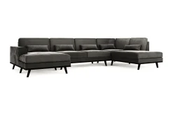 Scandinavian Choice Copenhagen 5-seters Høyrevendt U-formet Sofa med Divan og Sjeselong i Fløyel