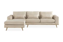 Scandinavian Choice Velour Sofa & Fløyel Sofa|Sofa Med Sjeselong-Copenhagen 4-seters Venstrevendt L-formet Divansofa i Fløyel Beige