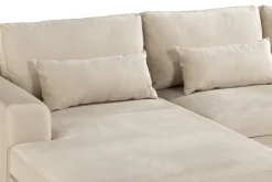 Scandinavian Choice Velour Sofa & Fløyel Sofa|Sofa Med Sjeselong-Copenhagen 4-seters Venstrevendt L-formet Divansofa i Fløyel Beige