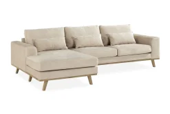 Scandinavian Choice Velour Sofa & Fløyel Sofa|Sofa Med Sjeselong-Copenhagen 4-seters Venstrevendt L-formet Divansofa i Fløyel Beige