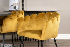 Venture Home Spisegrupper-Copenhagen Spisegruppe 140 cm Rund med 6 Limhamn Stoler Gull,Svart