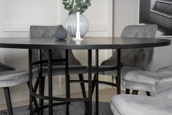 Venture Home Spisegrupper-Copenhagen Spisegruppe 140 cm Rund med 6 Velvet Stoler Svart,Lysegrå