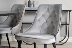 Venture Home Spisegrupper-Copenhagen Spisegruppe 140 cm Rund med 6 Velvet Stoler Svart,Lysegrå