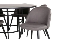 Venture Home Spisegrupper-Copenhagen Spisegruppe 140 cm Rund med 6 Velvet Stoler Svart,Grå