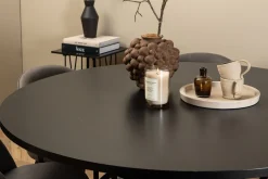 Venture Home Spisegrupper-Copenhagen Spisegruppe 140 cm Rund med 6 Velvet Stoler Svart,Grå